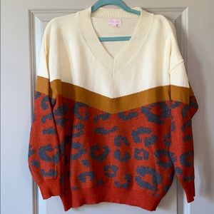 Pink Lily Leopard Sweater - Medium - Never Worn